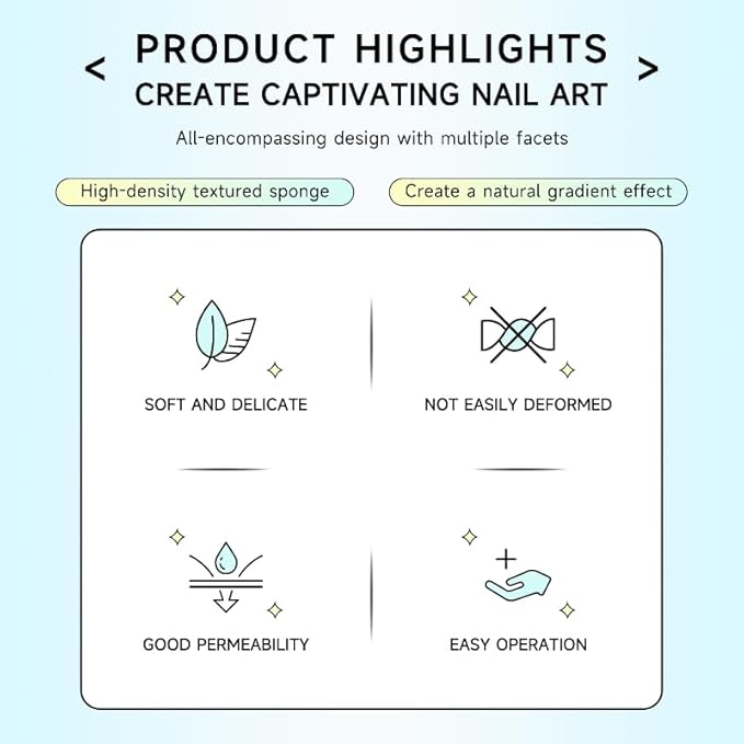 50Pcs Soft Nail Sponges for Ombre With Grabbing Pen Claw, Ombre Nail Brush Manicure Gradient Nail Art Tools Nail Art DIY Home Salon Ombre Nail Painting Sponges