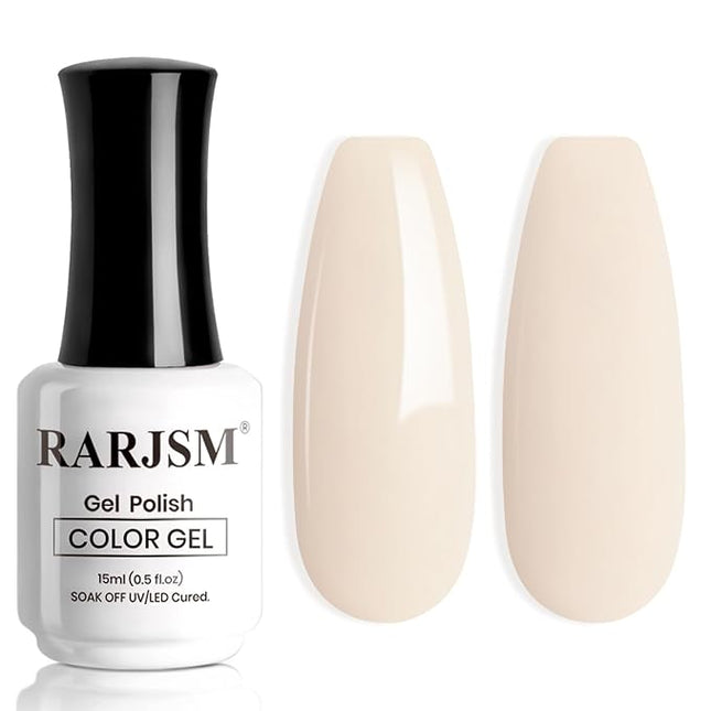 RARJSM Beige White Gel Nail Polish 1PCS 15ML Long Lasting Milky Ivory White Creamy Gelpolish Soak off U V Curing Required Nail Art French Manicure Salon DIY at Home