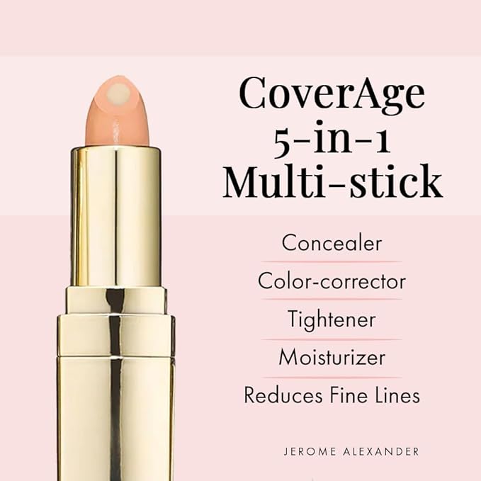 Jerome Alexander CoverAge Concealer Stick - Anti-Aging Under Eye Concealer + Skincare - Brighten Dark Circles, Hydrate, and Nourish - Medium Dark