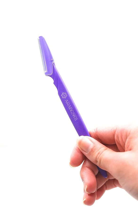 ARABESKS Eyebrow & Face Razors for Women – Dermaplaning Tool with Safety Guard, Eco-Friendly Handle – Peach Fuzz Remover, 3-Pack
