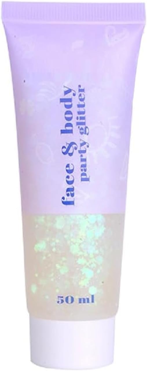 White Face Glitter,Sparkling Neon Outfit Party Holographic Sequins Paint Body Glitter Gel Makeup.(06# White Moonbeam)