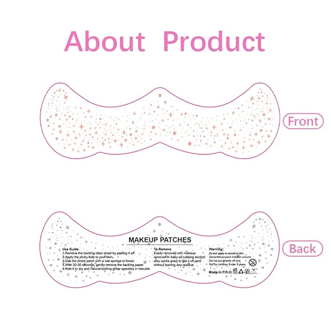 Face Glitter Patches Tattoos, 12 Sheet Glow Up Makeup Speckles Cute Face Glitter Accessories for Women