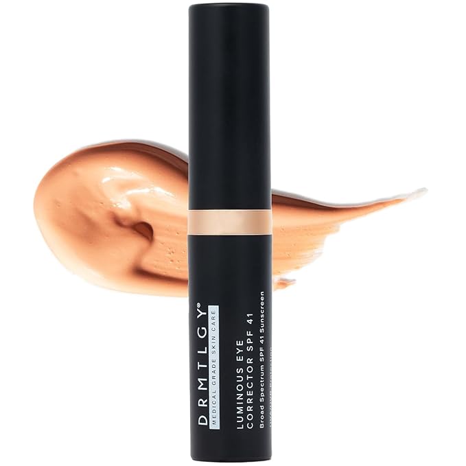 DRMTLGY Luminous Eye Corrector SPF 41, Under Eye Color Corrector for Dark Circles, Anti-Aging Tinted Eye Cream, Hydrating Eye Serum with Peach Undertone, Tan