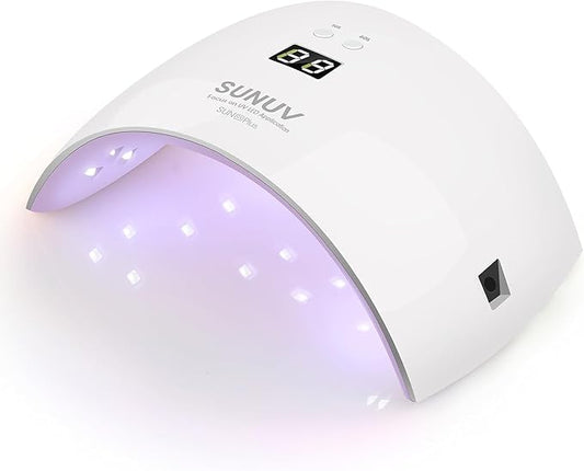 SUNUV UV Light for Nails, Dryer for Gel Polish with Sensor 2 Timers and Display SUN9X Plus UV Nail Lamp Pink