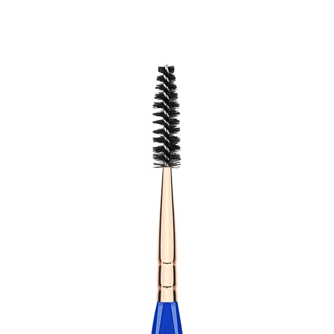 Bdellium Tools Professional Makeup Brush - Golden Triangle 728 Double-ended Bent Lash Fan/Spoolie - With All-Vegan Synthetic Fibers, For Achieving Clean, Clump-free Mascara Application (Blue, 1pc)