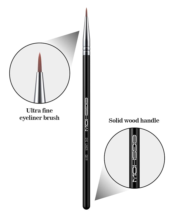Eyeliner Brush Ultra Fine Point Premium Gel Eyeliner Brush Nylon Bristles Professional Makeup Tools for Lquid Powder And Paste Black (E819)
