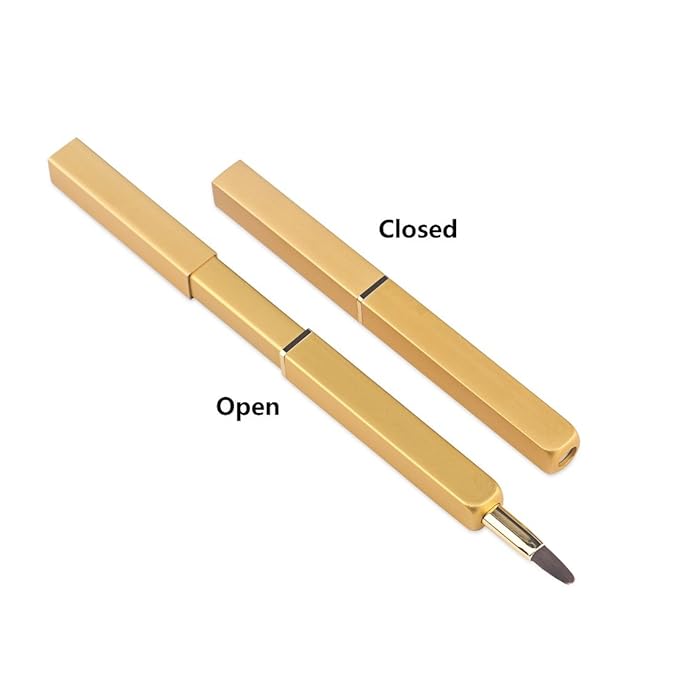 Exquisite Professional Lip Brush Applicators-Retractable Lipstick Brushes- Lipstick Gloss Makeup Brush Tool For Women and Girls (Gold)