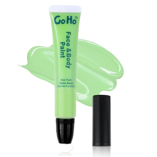 Go Ho Pastel Green Face Paint Stick(0.85oz),Water Based Cream Body Paint Washable,Liquid Concealer,Covers Oil-Free,Halloween Cosplay SFX Foundation Makeup