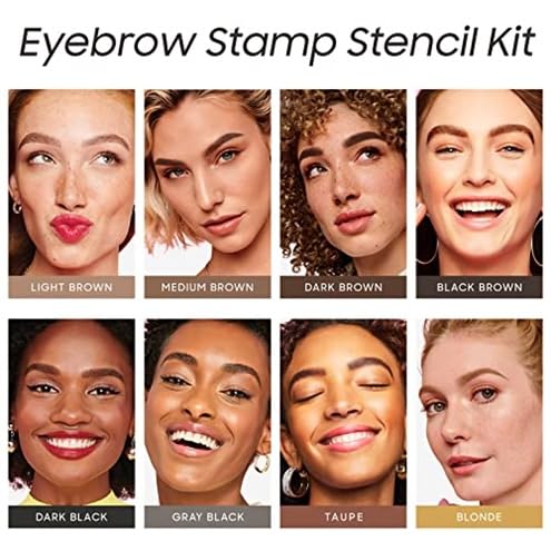 Eyebrow Stamp Stencil Kit - Eye Brow Stencil Kits with Eyebrow Blush, Long-lasting Waterproof & Smudge-Proof Eyebrow Shaping Kit with 24 Reusable Eyebrow Stencils for Perfect Brow (Light Brown)