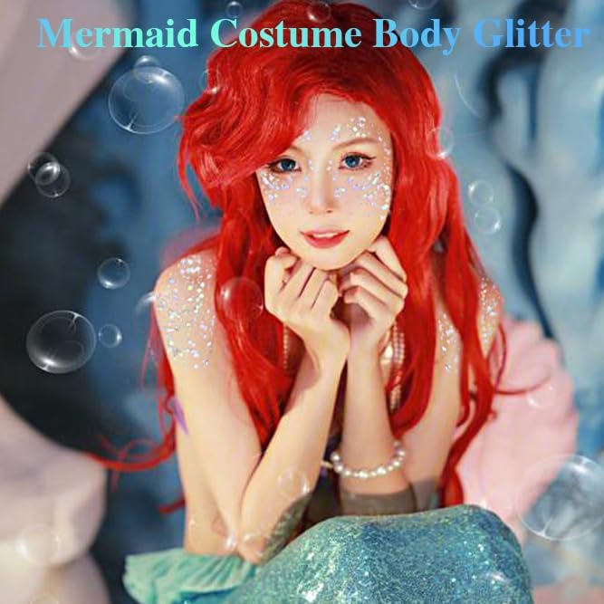 Chameleon Iridescent White Face Glitter,Color Changing Mermaid Body Glitter Gel,Chunky Glitter Face Paint,Sparkling Sequin for Face Body Hair,Halloween Festival Party Glitter Makeup,50ml