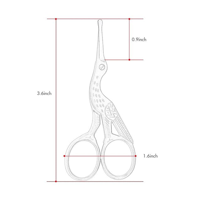 LIVINGO 3.5" Rounded Tip Vintage Stork Scissors, Professional Stainless Steel with Black Titanium Coated, Cuticle Pedicure Beauty Grooming Scissors for Eyebrow, Facial Hair, Dry Skin, Nose Hair