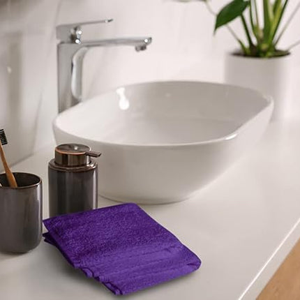 Softolle 100% Cotton Ring Spun Wash Cloths – Bulk Pack of Washcloths – 12x12 Inches – Wash Cloth for Face, Highly Absorbent, Soft and Face Towels (Purple, 60 Pack)