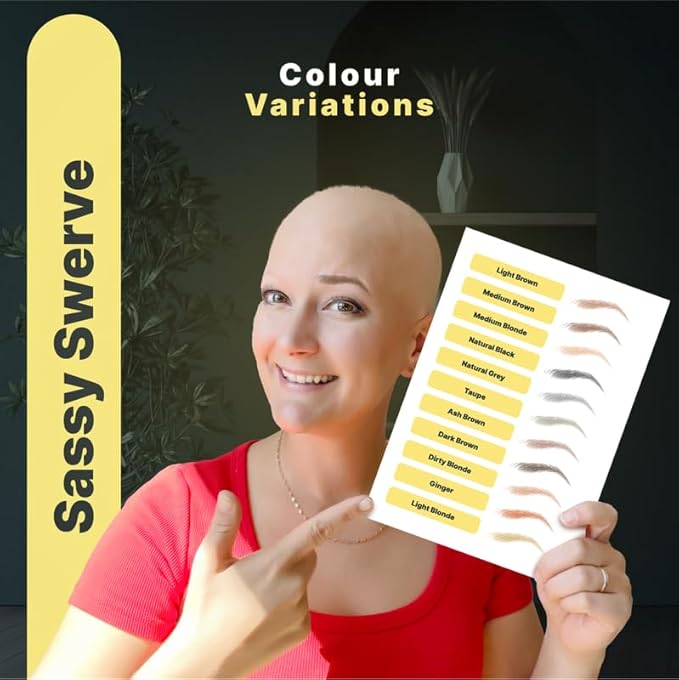 50 Pairs Medium Brown Temporary Eyebrow Tattoos, Waterproof and Smudge-Proof Medium Sassy Swerve Style Realistic Eyebrow Stickers for Women, Easy to Apply, Won't Work on Existing Brows