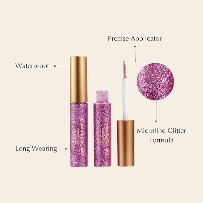 by Dr. Liia Hypoallergenic Eyeliner, Glitter Liquid Eyeliner I Gluten Free and Vegan for Sensitive Skin (1: Purple Red)