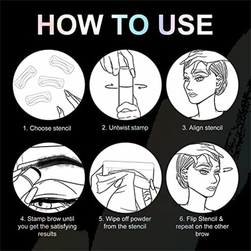 Eyebrow Stamp Stencil Kit - Eye Brow Stencil Kits with Eyebrow Blush, Long-lasting Waterproof & Smudge-Proof Eyebrow Shaping Kit with 24 Reusable Eyebrow Stencils for Perfect Brow (Dark Black)