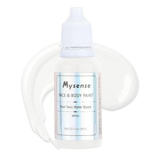 Mysense White Face Body Paint,Full Coverage Clown White Makeup,Water Based Non-toxic Cream Body Paint for Adults and Children Halloween Skull Skeleton Zombie Vampire Cosplay Makeup,0.6oz