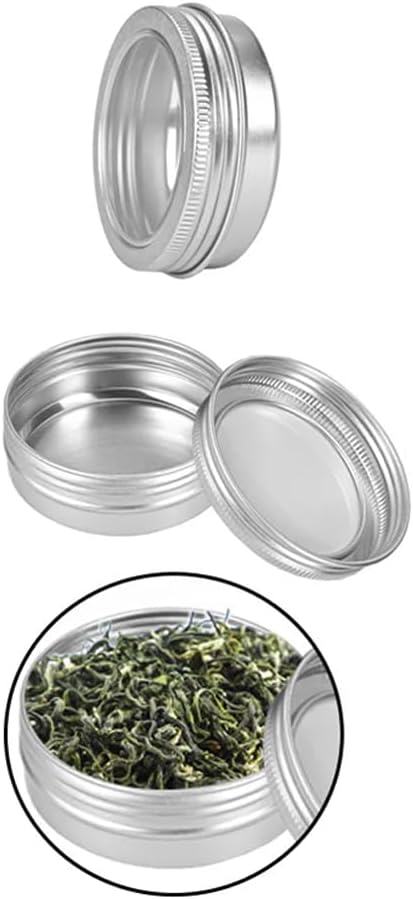 75 Pcs Clear Window Aluminum Round Cans,Candle Containers with Screw Lid,2 Oz Metal Round Tins for Crafts,Cosmetic, DIY
