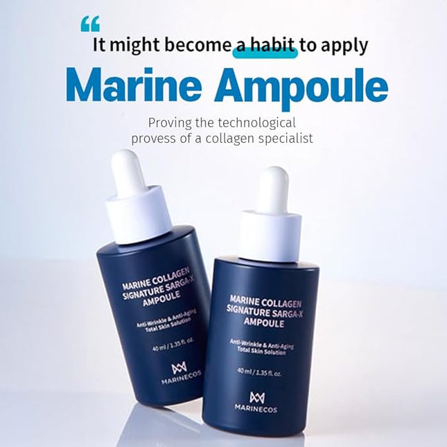 Sarga - X Signature Marine Ampoule 40ml ㅣ Deep Hydration ㅣ Skin Firming Serum ㅣ Marine Collagen Boost ㅣ For All Skin Types ㅣ K-Beauty Skincare