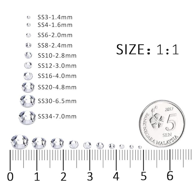 1440Pcs White Crystal Rhinestones,Glass Flatback Rhinestones Gemstones for Nail Face Makeup Art Crafts Clothes Decoration - (SS12,3.0mm,White)