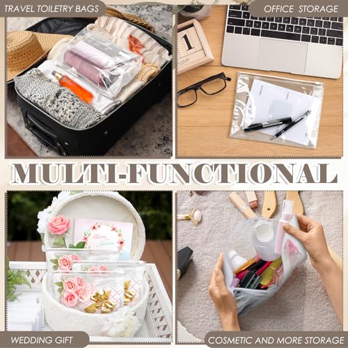 Xuniea 50 Pcs Mini Clear Makeup Bag Small Clear Zipper Pouch Travel Plastic Cosmetic Organizer Waterproof for Toiletries Swimsuit Bikini Bathing Suit(7.1'',8.6'',9.8'',Transparent)