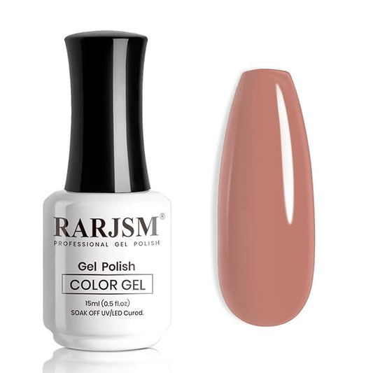RARJSM Nude Gel Nail Polish Chestnut Pink Neutral Skin Tone Sheer Jelly Gel Polish 1PC 15ml Single Bottle Cream Transparent Pink Nail Gel Polish Soak off UV LED Cured for Home Salon DIY Manicure