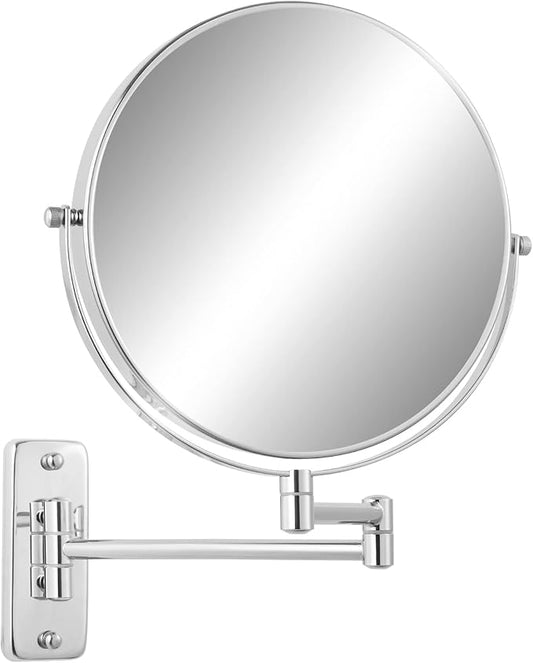 9" Magnifying Wall Mount Makeup Vanity Mirror,1x/7x Double-Side Makeup Mirror with Magnification,Swivel Extendable Shaving Face Mirror for Bathroom, Wall Mirror for Chrome