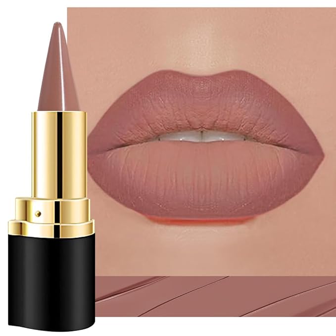 Kaely Nude Brown Gradient Matte Lipstick Lip Liner Pencil for Women, 2in1 Flawless Contour Gradual Ombre Effect Lip Pencil Makeup Waterproof, labiales mate 24 horas originales, 18