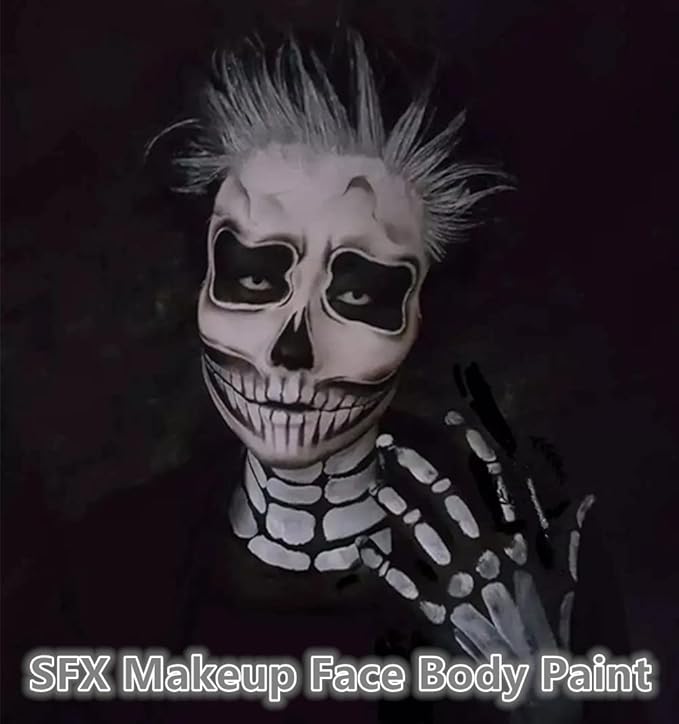 Go Ho Grey Face Paint Washable for Halloween Makeup,Creamy to Gel Water Based Grey Body Paint Full Coverage for Adults Children Cosplay SFX Zombie Vampire Makeup,Light Grey A,25g