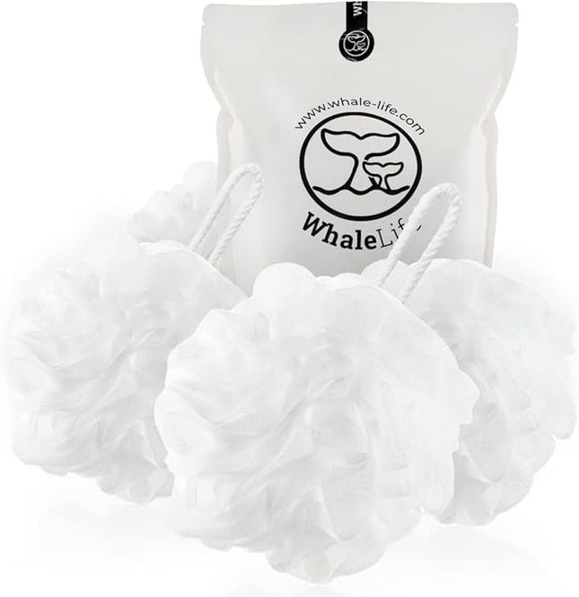 Loofah Sponge Bath Sponge for Women Men 4 Pack (White)