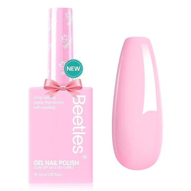 Beetles Pink Gel Polish - Rosy Glow 15ML/0.51Fl Oz, Pastel Light Pink Gel Nail Polish, Soak Off UV LED Lamp Nail Art, Long-Lasting Manicure Salon DIY Home Spring Valentines Nails - Gifts for Her