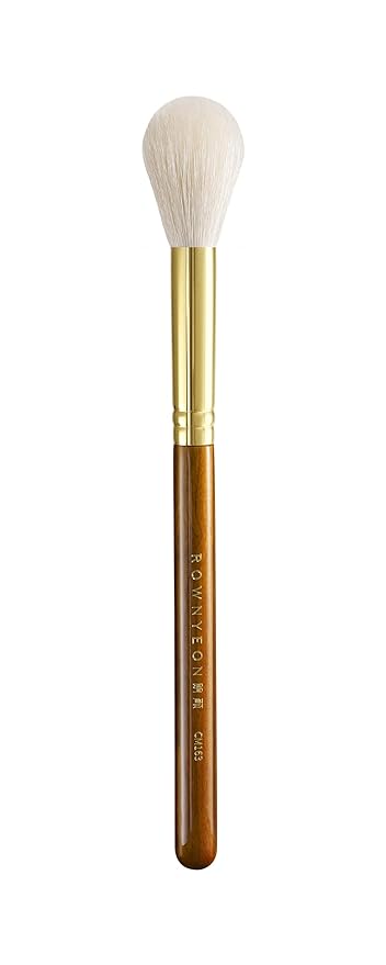Desert Oak Series Luminous Flame Highlighter Brush - Natural Goat Hair Bristles for Precise Highlight & Blush, Luxury Bubinga Wood Handle (CM 163)