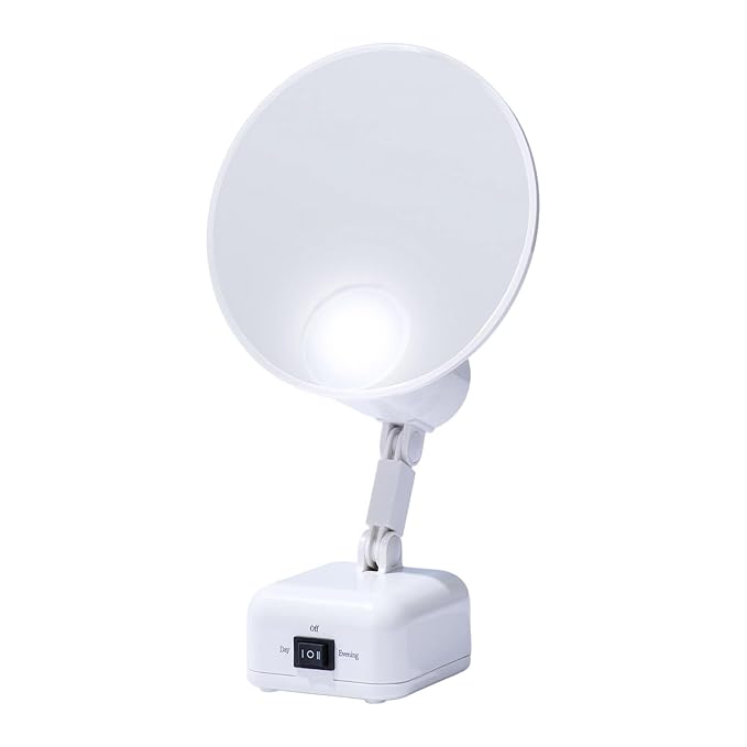 Floxite FL-615-2 15X magnifying mirror with light, Lighted travel makeup mirror with light and magnification, Round, LED, Tabletop, Portable vanity mirror for desk bathroom, electric plug in, personal