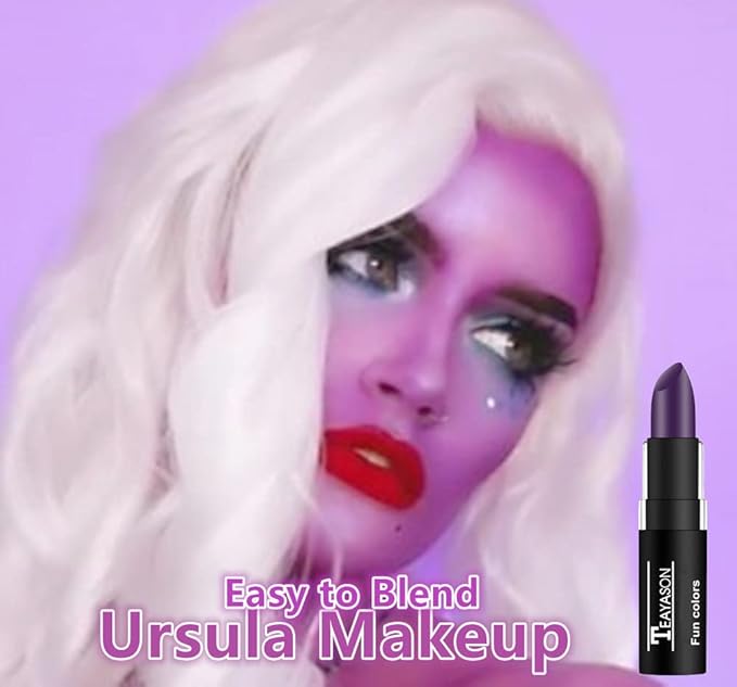 Go Ho Makeup Deep Purple Cream-Blendable Stick-Purple Eye Black Face Body Paint Professional SFX Makeup Ursula Face Paint,Baseball Face Paint Stick,Safe Facepaint Nose&Lip Smacking for Halloween