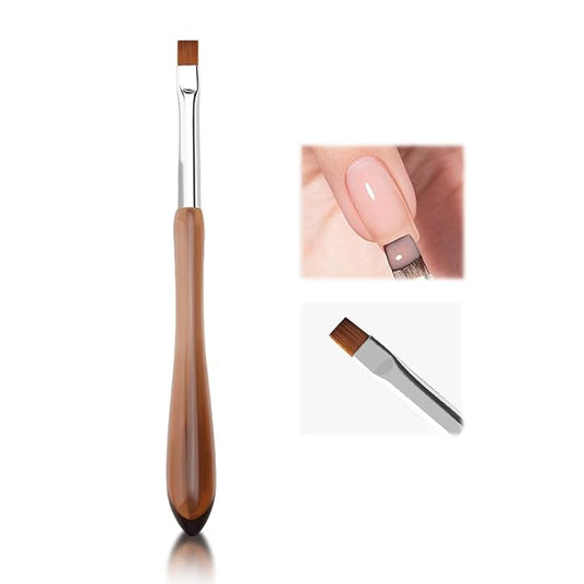 Flat Head Nail Art Brush Phototherapy Pen for Gel Polish, Glitter, French Tips, Two-Tone Gradients, and LED/UV Nail Extensions, 02
