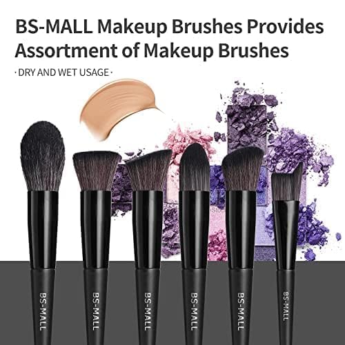 BS-MALL Makeup Brush Set 18 Pcs Premium Synthetic Foundation Powder Concealers Eye shadows Blush Makeup Brushes with black case (C-Black）