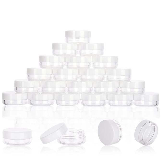 3 Gram Lip Balm Containers, 25 Count Tiny Makeup Travel Containers with Lids