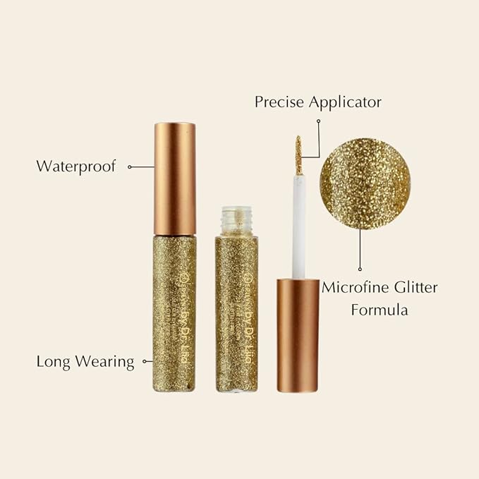 by Dr. Liia Hypoallergenic Eyeliner, Glitter Liquid Eyeliner I Gluten Free and Vegan for Sensitive Skin (6: Gold Brown)