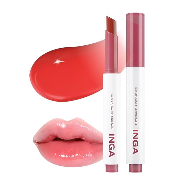 INGA Water Glow Melting Balm - Hydrating Tinted Lip Balm with Soft, Melt-On Texture, Natural Sheer, Glass-Like Finish with Non-Sticky, Lightweight Comfort (PLUM JUICE)