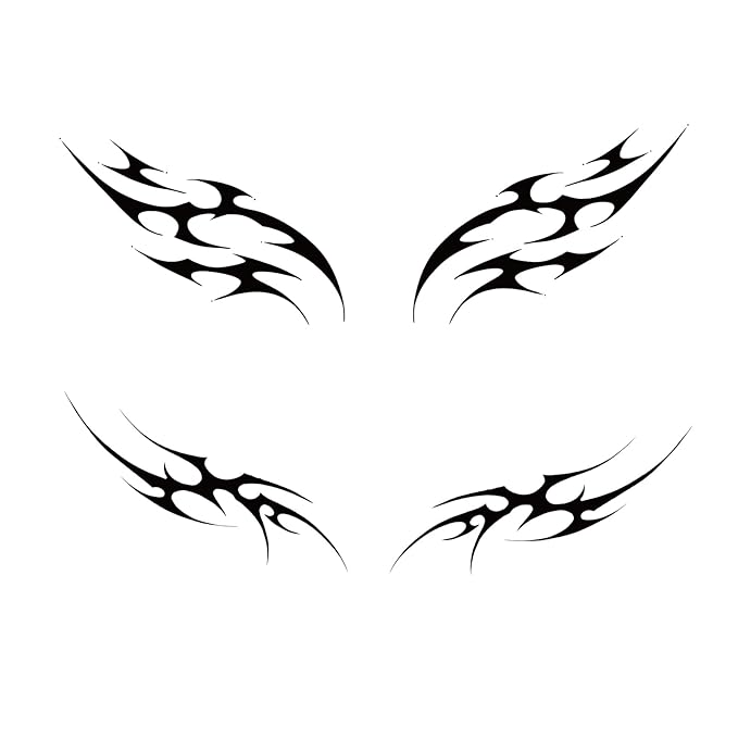 Y2K Neotribal Cybersigil Tattoos – 2 Small Symmetrical Tribal Temporary Tattoos for Waist, Hand, Arm, Neck & Lower Back, Realistic & Long-Lasting Fake Tattoo for Women