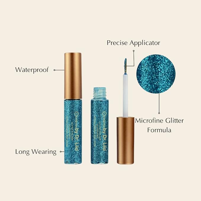 by Dr. Liia Hypoallergenic Eyeliner, Glitter Liquid Eyeliner I Gluten Free and Vegan for Sensitive Skin (8: Blue)
