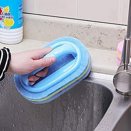 2-Piece Cleaning Brush for Bathroom Kitchen Bathtub Toilet Cleaner All Purpose Shower Sponge Scrubbing Brush with Ergonomic Handle