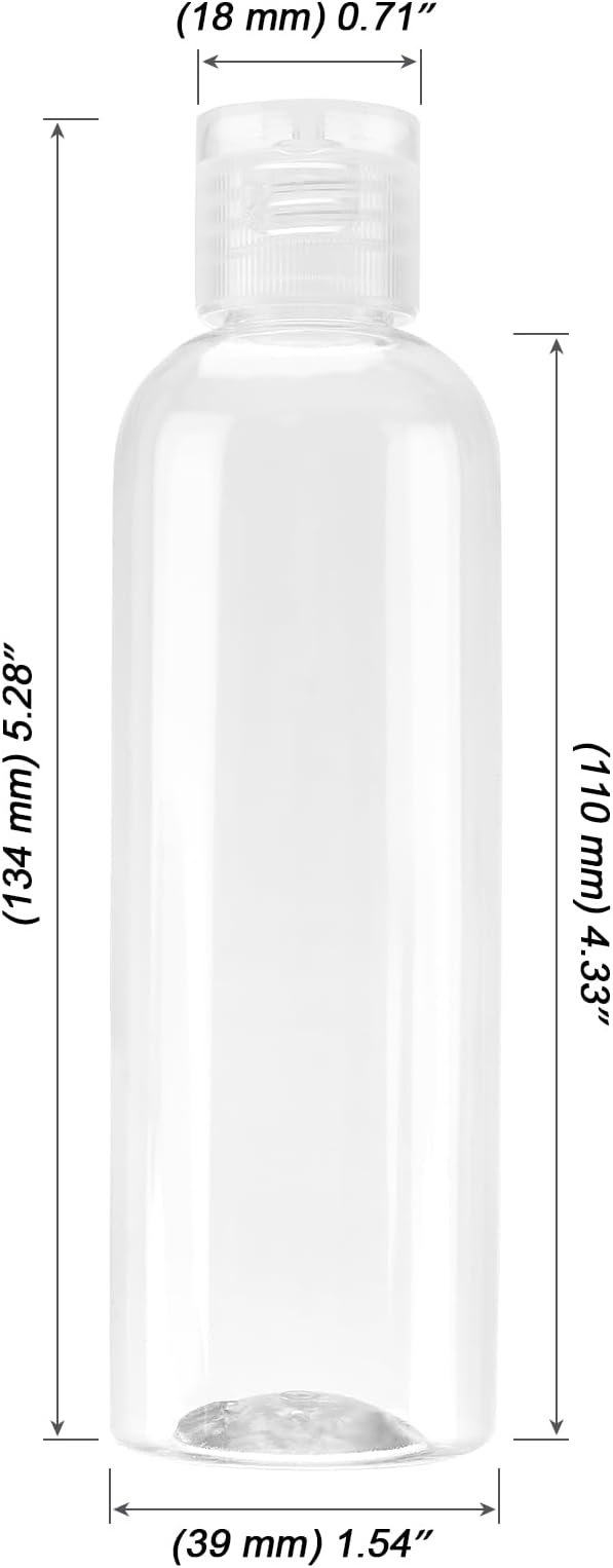MOUYAT 50 Pack 4oz Clear Plastic Flip Cap Bottles, 120ml Empty Squeeze Travel Bottles, Mini Refillable Flip Cap Travel Size Sample Containers for Lotion, Cream and Toiletries