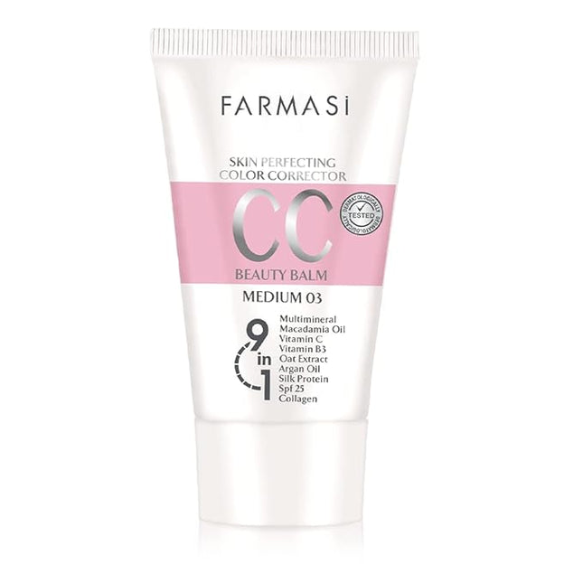 FARMASi CC Color Control Cream, Natural and Flawless Finish, Enriched Formula with Multimineral & Spf 25+, All-Day Hold, All Skin Types, 1.7 fl. oz, Medium