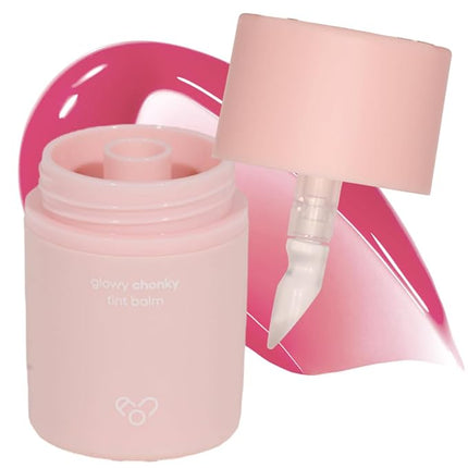 AOU GLOWY CHONKY TINT BALM 07 bubble Balm with Built-in Silicone Applicator - Mess-Free, Hygienic Design, Natural Gloss, Instant Hydration for Chapped Lips 0.12Oz