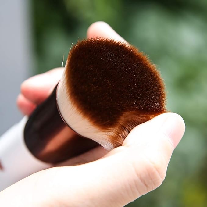 DUcare Foundation Brush with Makeup Sponges Puff Flat Top Kabuki Brush for Liquid Blending Mineral Powder Buffing Stippling