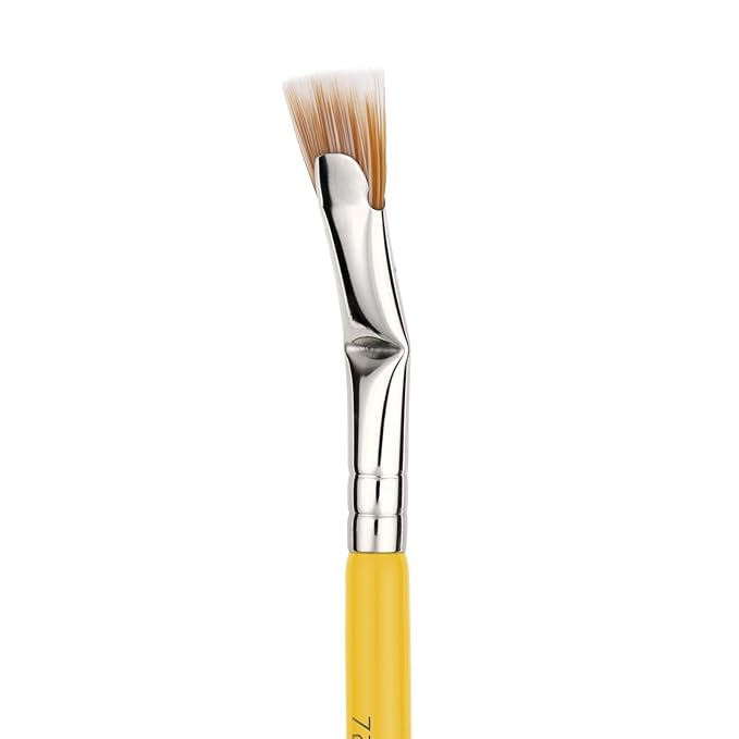 Bdellium Tools Professional Makeup Brush - Studio Series 728 Double-ended Bent Lash Fan/Spoolie - With All-Vegan Synthetic Fibers, For Achieving Clean, Clump-free Mascara Application (Yellow, 1pc)