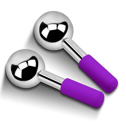 Ice Globes for Facials, Unbreakable Steel Cooling Roller, Cryo Sticks for Face, Massager for Face, Neck & Eyes, Skin Care for Dark Circles, Puffiness, Wrinkles, Collagen Production (Purple)