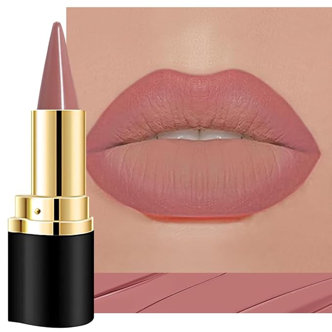 Kaely Nude Pink Gradient Matte Lipstick Lip Liner Pencil for Women, 2in1 Flawless Contour Gradual Ombre Effect Lip Pencil Makeup Waterproof, labiales mate 24 horas originales, 17