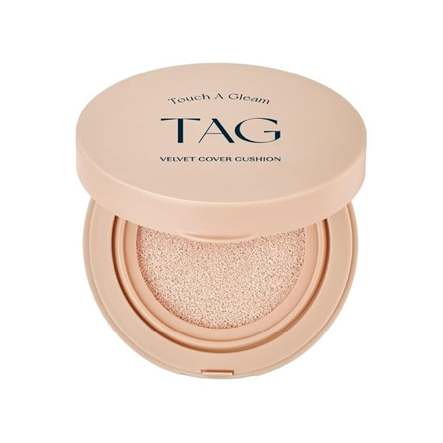 TAG Velvet Cover Cushion | Long-Lasting & High Coverage Foundation | K-Beauty (#1 Pale Light)