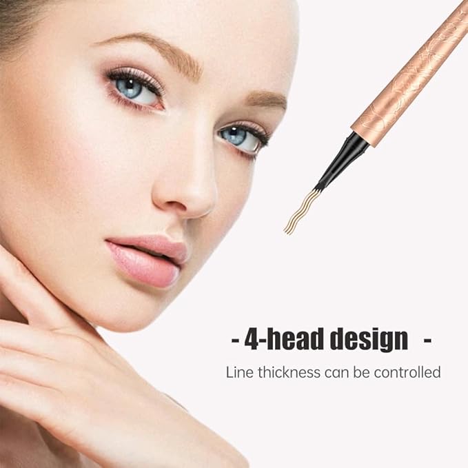 Microblading Eyebrow Pen, 2025 New Premium Waterproof Eyebrow Pencil, Eye Brow Pen with 4 Tip, Long-Lasting Natural Magic Eyebrow Makeup Fine Stroke Contouring Pencil Stay on All Day (Dark Brown)